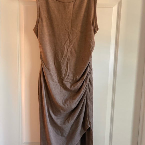 Leith Dresses & Skirts - Leith Asymmetrical Sleeveless Tan Dress